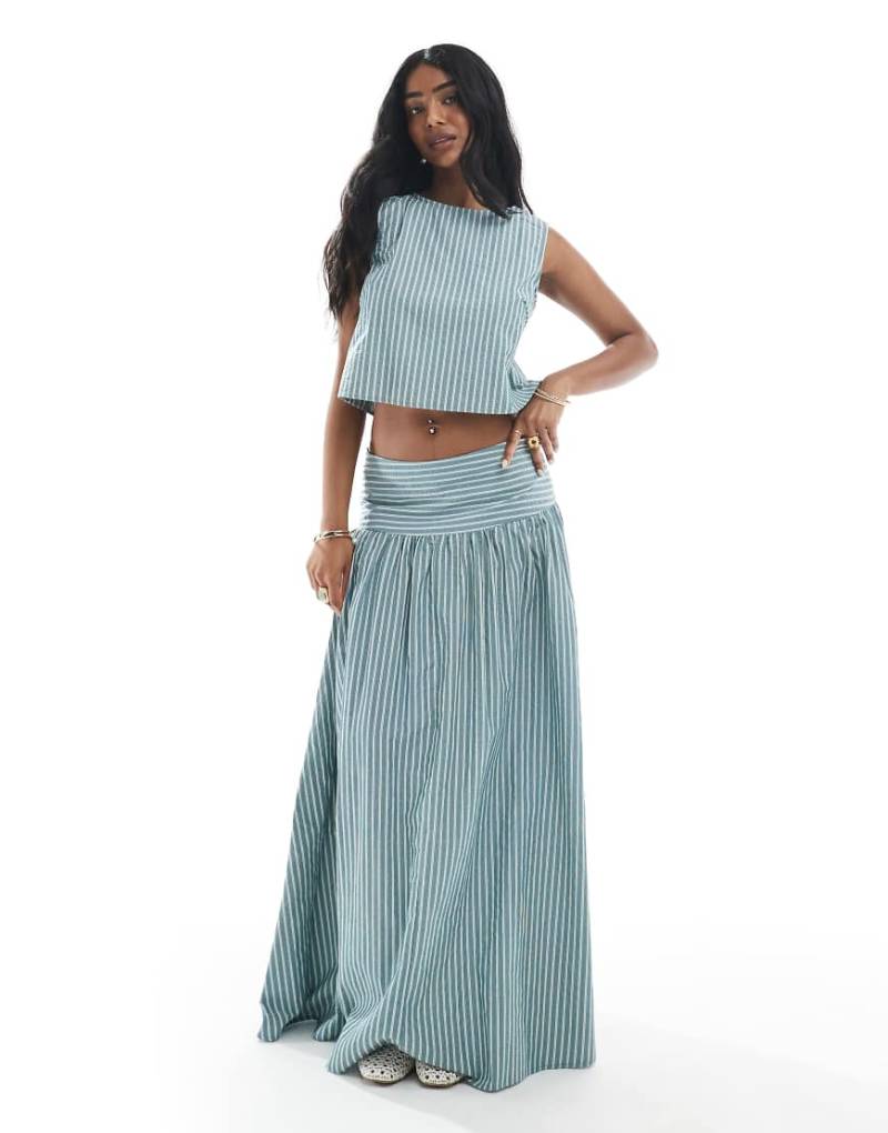 Daisy Street - Maxirock in Blau gestreift mit tiefer Taille, Kombiteil von Daisy Street