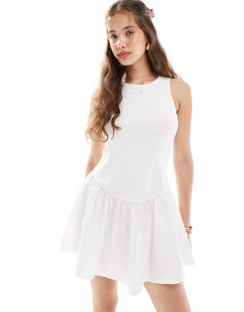 Daisy Street - Minikleid aus Pointelle-Baumwoll-Mix in Weiß von Daisy Street