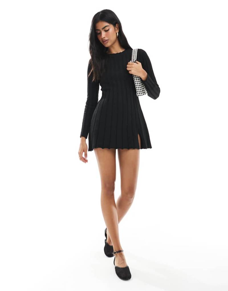 Daisy Street - Minikleid aus Rippstrick in Schwarz von Daisy Street