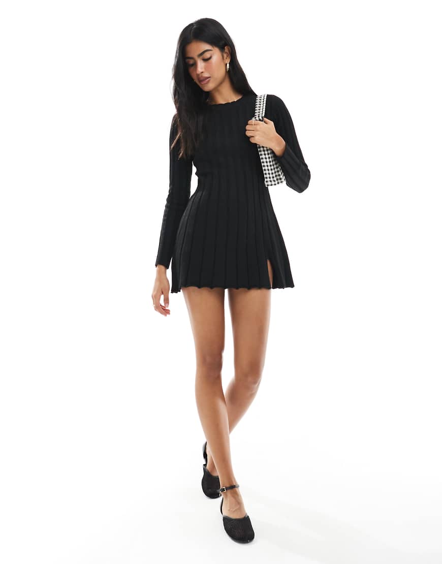 Daisy Street - Minikleid aus Rippstrick in Schwarz von Daisy Street