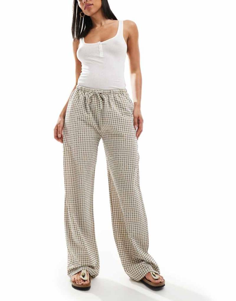 Daisy Street - Schlupfhose mit beigem Vichy-Karo-Neutral von Daisy Street