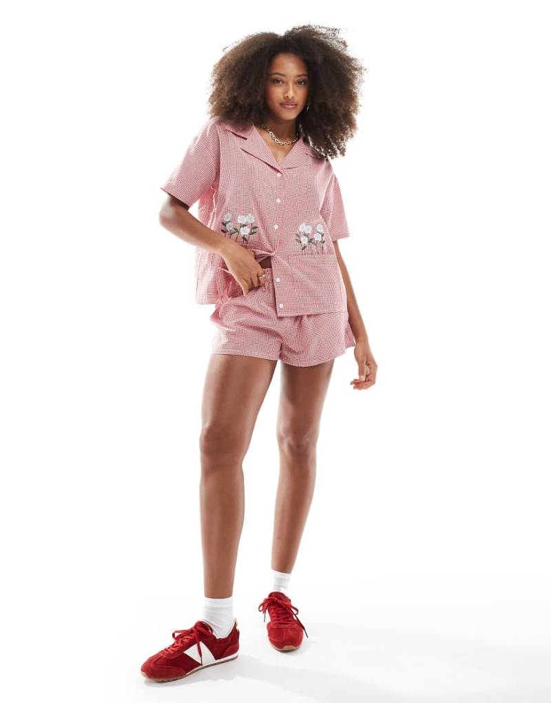 Daisy Street - Shorts im Boxer-Stil mit rot-weißen Vichy-Karos, Kombiteil von Daisy Street