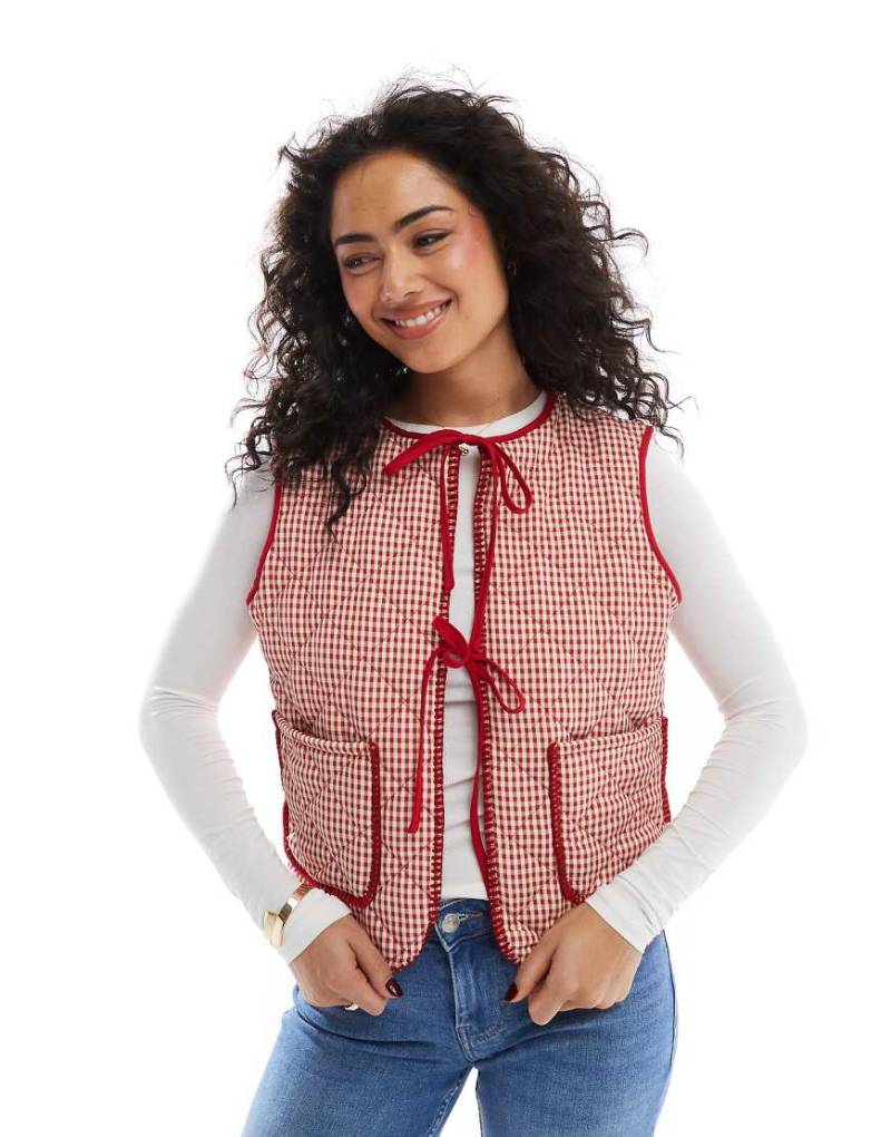 Daisy Street - Steppweste mit rotem Vichy-Karo von Daisy Street