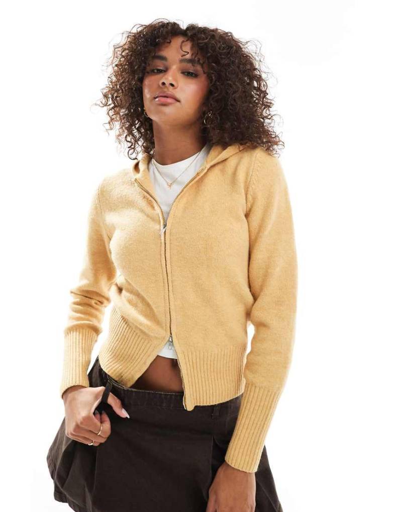 Daisy Street - Strickpullover in Senfgelb mit durchgehendem Reißverschluss von Daisy Street