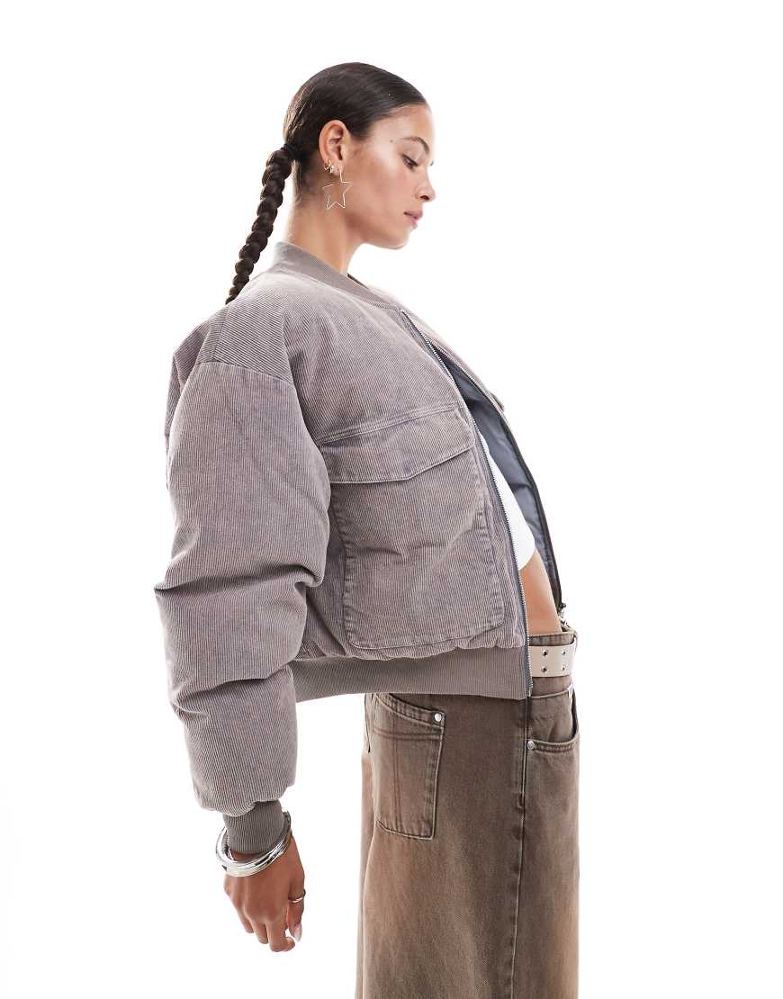 Daisy Street - Utility-Bomberjacke aus verwaschenem Cord-Grau Daisy Street - Utility-Bomberjacke aus verwaschenem Cord-Grau von Daisy Street
