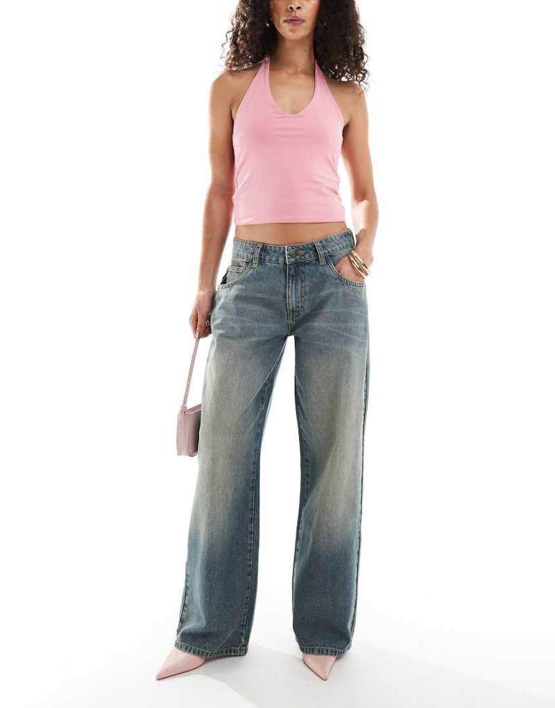 Daisy Street - Weite Jeans in verwaschenem Blau mit niedrigem Bund von Daisy Street