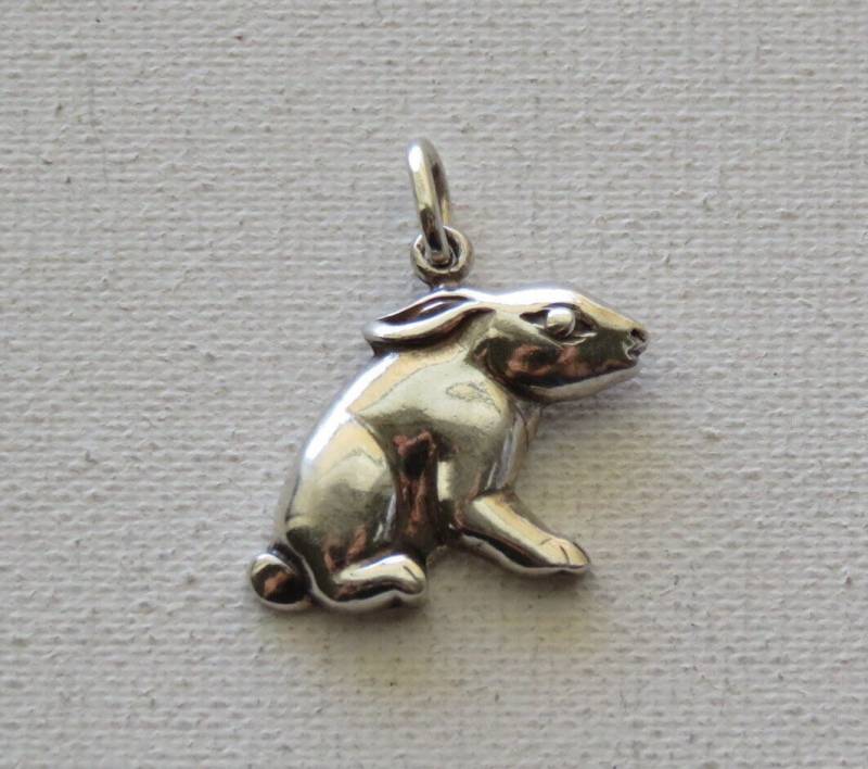 Vintage Sterling Silber Kaninchen Anhänger, Open-Link-Charme, Für Armband Oder Halskette von DaisyDiamondVintage
