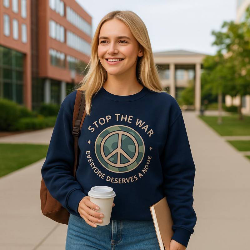 stop The War Sweatshirt - Peace Sign Sweater | Everyone Deserves A Home Anti Crewneck Unisex Pullover Activist Gift von DaisyDreamersClub