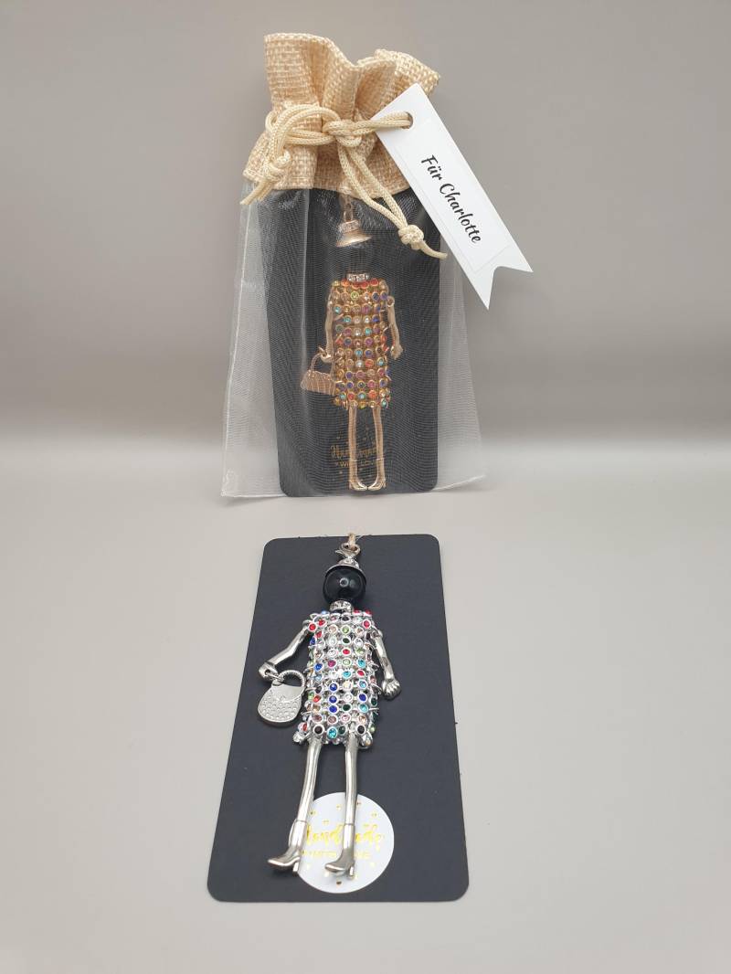 Anhänger Frau Mit Glitzer Kleid Accessoire Mode Geschenk Geburtstag Freundin Edel Hochwertig Personalisiert von DaisyKreationen