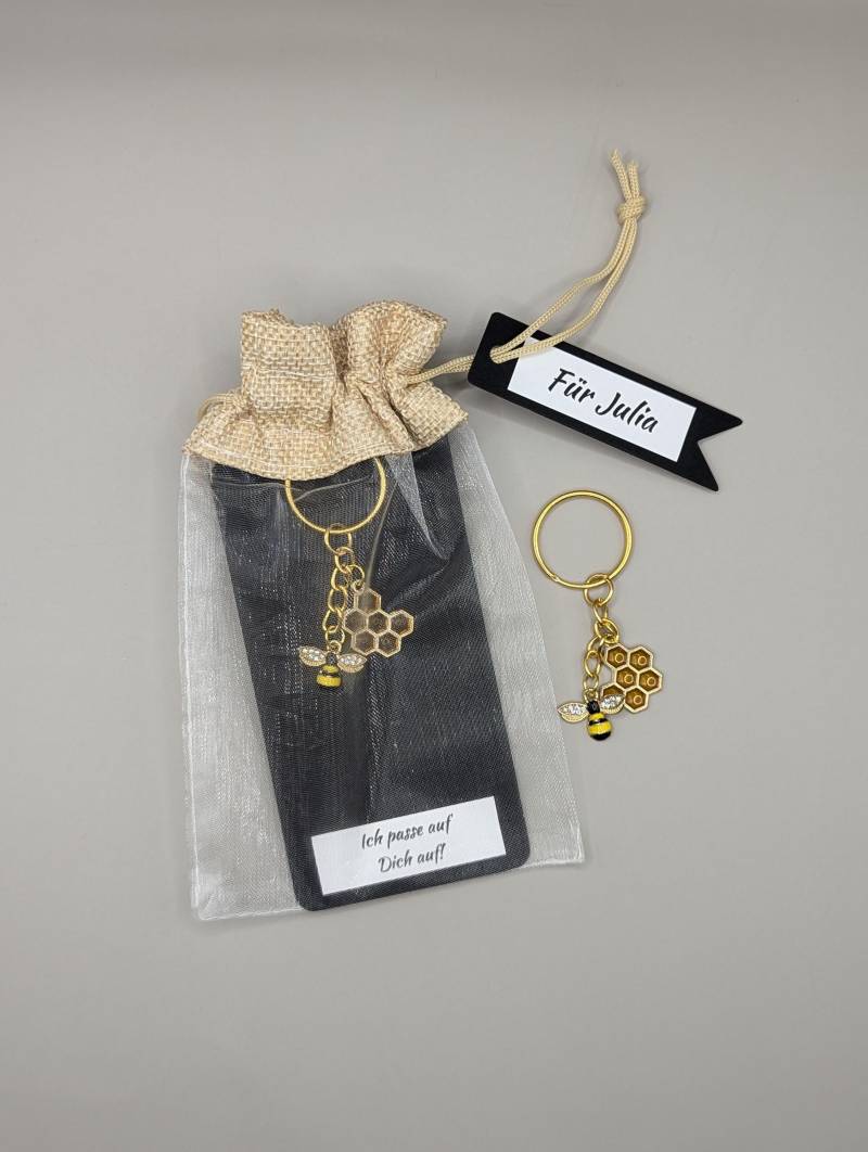 Schlüsselanhänger Biene - Glücksbringer Und Beschützer Honigbiene "Ich Passe Auf Dich Auf" Schutzengelgeschenk von DaisyKreationen