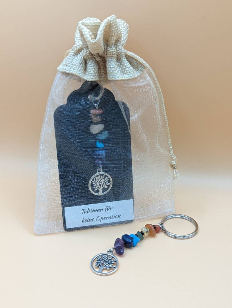 Talisman Operation Edelsteine Lebensbaum Silber Personalisiert Heilsteine Chakra Op Genesung Schutzengel Glücksbringer Schlüsselanhänger von DaisyKreationen