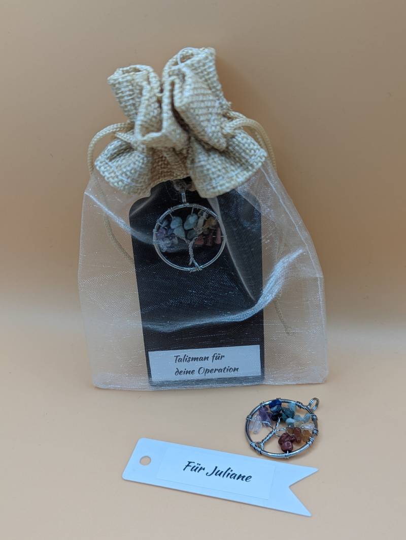 Talisman Operation Lebensbaum Edelsteine Silber Personalisiert Heilsteine Chakra Op Genesung Schutzengel Glücksbringer Anhänger Kette von DaisyKreationen
