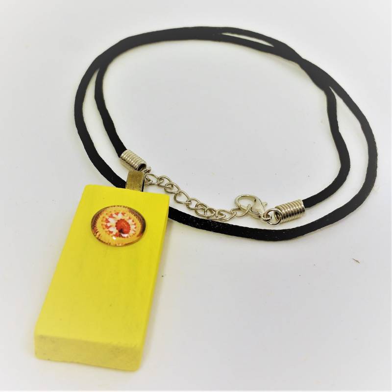 Anhänger Aus Holz, Rechteck Anhänger, Gelb Halskette, Sommer 5. Jahrestag von DaisyLinksDesigns