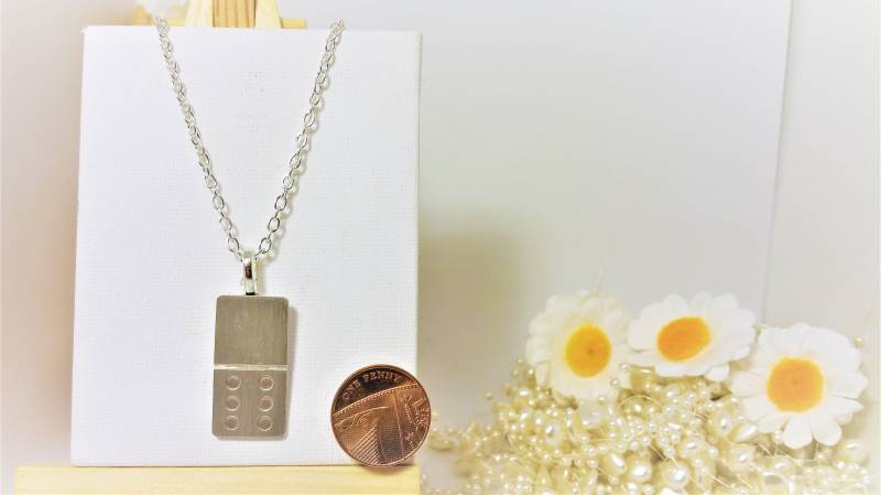 Domino-Anhänger, Domino, Rechteck Anhänger, Halskette, Metallanhänger, Aluminium, 10 Jahre von DaisyLinksDesigns