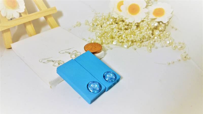 Holz Ohrringe, Ohrringe Aus Holz, Rechteck Neuheit, Block Hippie Retro Sommer von DaisyLinksDesigns