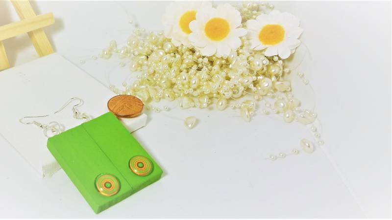 Holz Ohrringe, Ohrringe Aus Holz, Rechteck Neuheit, Block Hippie Retro Sommer von DaisyLinksDesigns