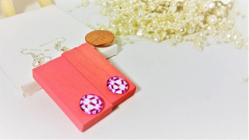 Holz Ohrringe, Ohrringe Aus Holz, Rechteck Neuheit, Block Hippie Retro Sommer von DaisyLinksDesigns