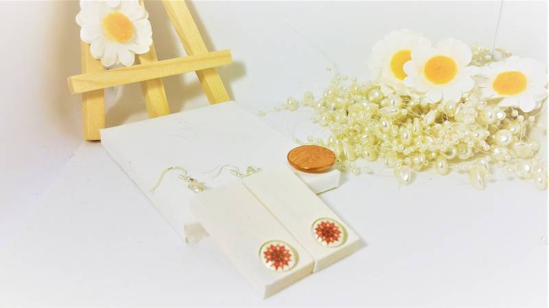 Holz Ohrringe, Ohrringe Aus Holz, Rechteck Neuheit, Block Hippie Retro Sommer von DaisyLinksDesigns