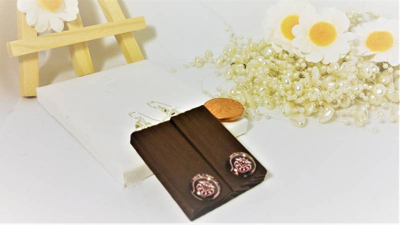 Holz Ohrringe, Ohrringe Aus Holz, Rechteck Neuheit Block-Ohrringe, Sommer Hippie von DaisyLinksDesigns