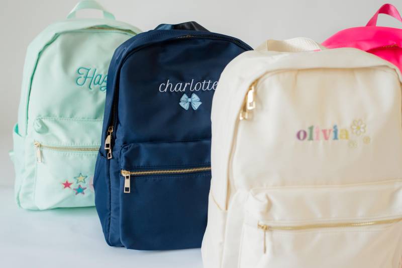 Individuell Bestickter Rucksack | Personalisierter Gestickter Name Monogramm Zurück Zu Schultasche Kinder Applikation Symbole von DaisyScottDesigns