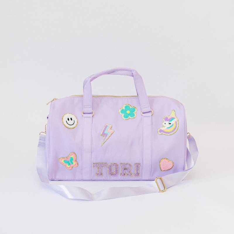 Personalisierte Nylon Seesack | Reisetasche Mit Patches Chenille Patch Tasche Kinder Wochenendtasche Weekender Reisegeschenk Geschenk von DaisyScottDesigns
