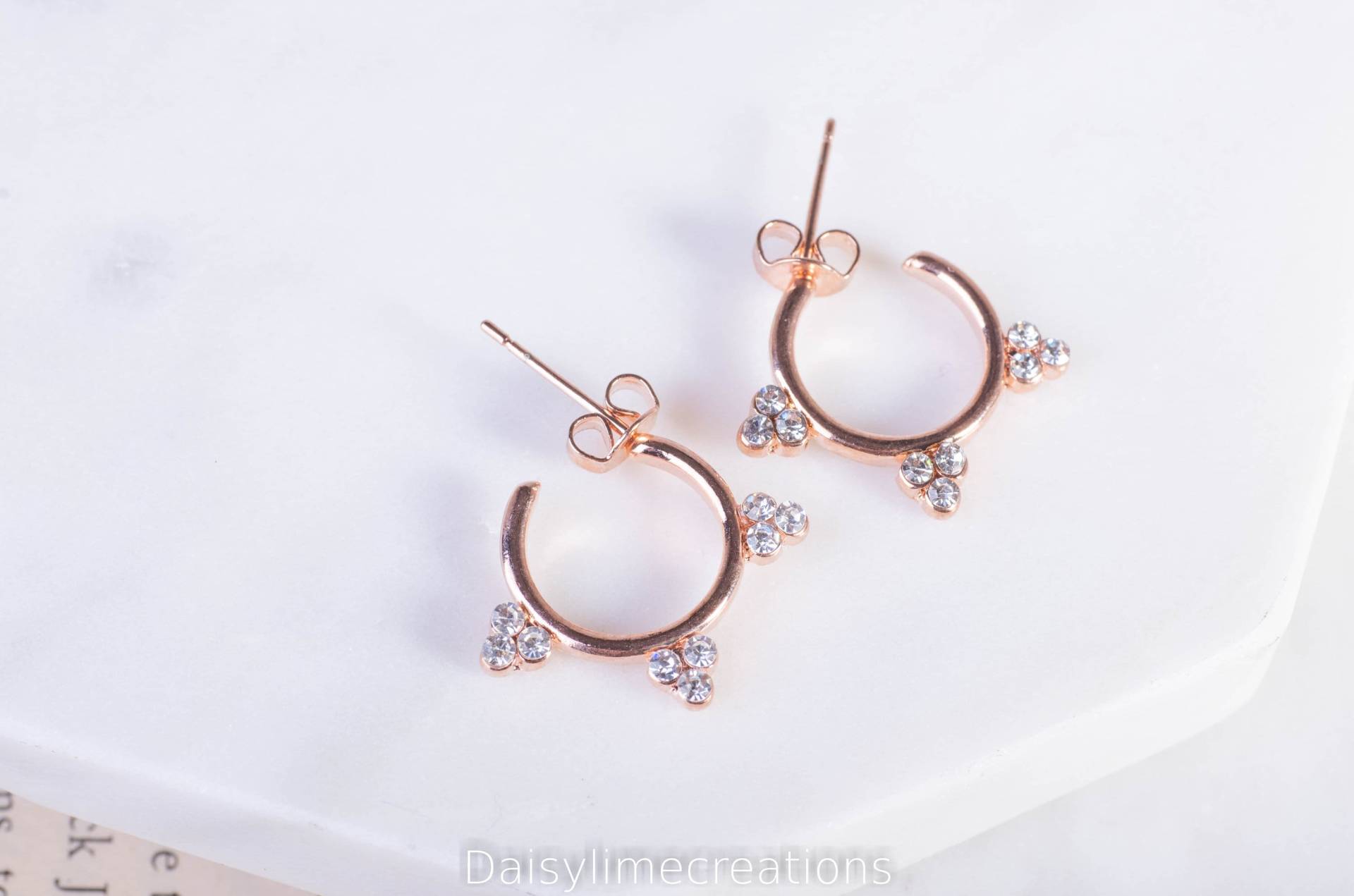 Diamante Ohrstecker Rose Vergoldet Ohrringe Damen Creolen/Screw Back Geschenk von DaisylimeCreation