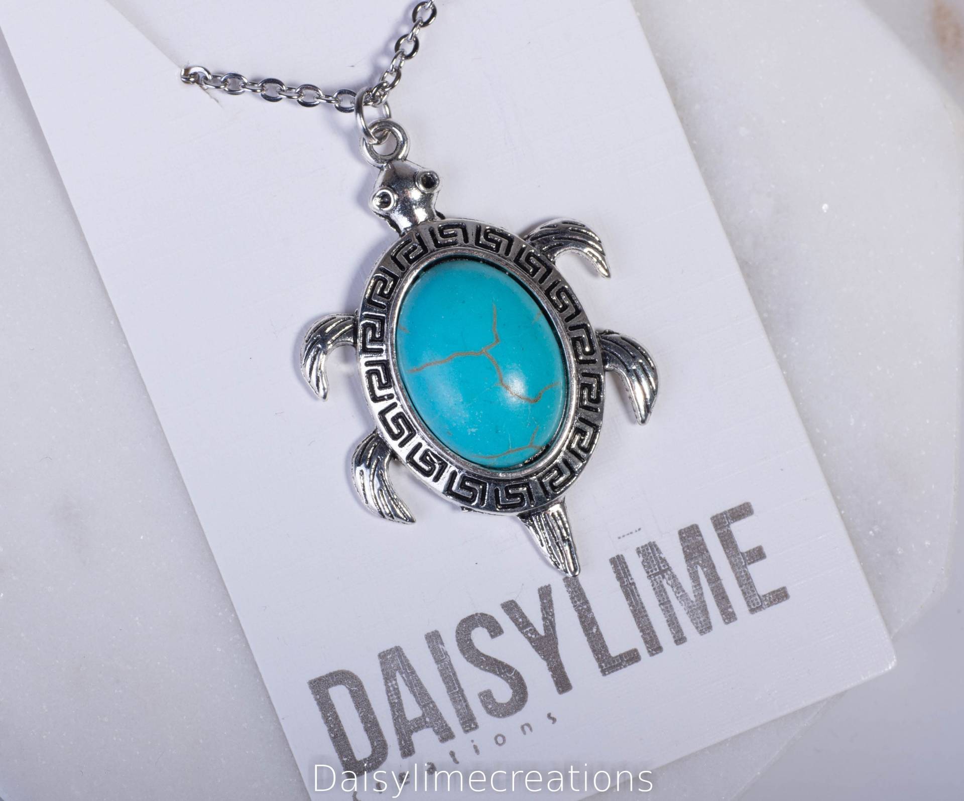 Schildkröte Anhänger Halskette Silber Türkis Meer Liebhaber Geschenk Tierliebhaber Damen von DaisylimeCreation