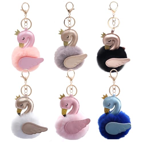 Daity 6 Stück Flamingo Schlüsselanhänger Taschenanhänger Kawaii Autoschlüssel Anhänger Taschenanhänger Damen Für Frauen von Daity