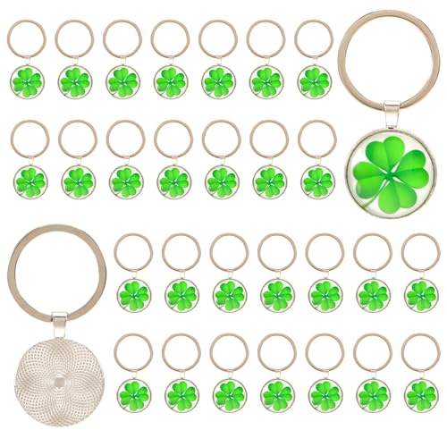 Dajidafu 30Stück Schlüsselanhänger Glücksbringer, SchlüsselAnhänger Glück Kleeblatt Glücksbringer Glücksklee Schlüsselanhänger Glücksanhänger Schule Kleeblatt Anhänger für Freunde Familie Kollegen(30) von Dajidafu