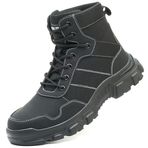 Dajingkj Arbeitsschuhe Herren Damen Sicherheitsschuhe Leicht Mode Stahlkappe Sneakers Atmungsaktiv Canvas Bergschuhe Schlagfeste und Durchtrittsichere Stahlkappenschuhe von Dajingkj