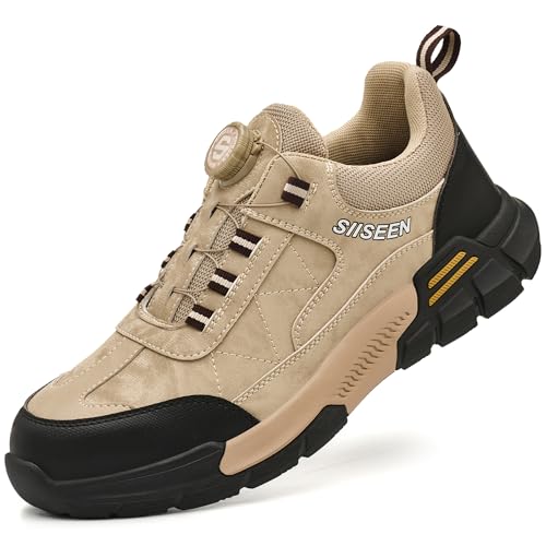 Dajingkj Arbeitsschuhe Herren Damen Trends Druckknopf Leicht Sicherheitsschuhe mit Stahlkappe Schlagfeste und Durchtrittsichere Turnschuhe for Men von Dajingkj