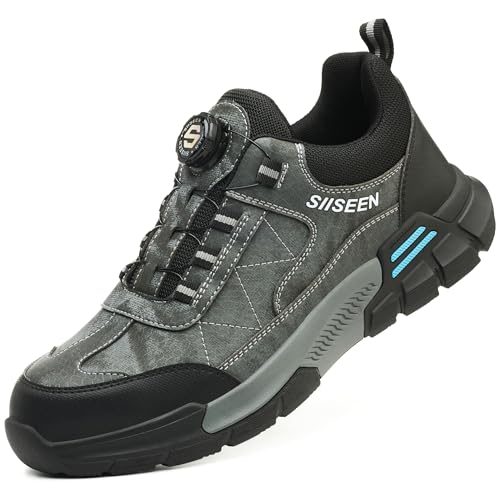 Dajingkj Arbeitsschuhe Herren Damen Trends Druckknopf Sicherheitsschuhe mit Stahlkappe Leicht Sneaker Atmungsaktiv Anti-Smashing und Anti-Puncture Safety Shoes von Dajingkj