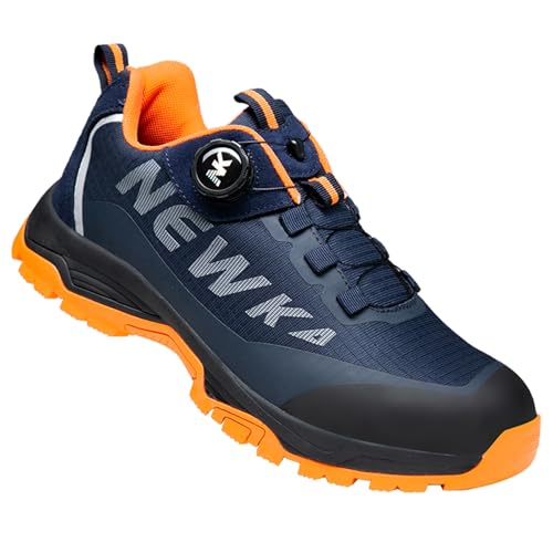 Dajingkj Arbeitsschuhe Herren Sicherheitsschuhe Damen Leicht Mode Drehknopf Safety Sneakers Atmungsaktiv Reflektierendes Streifen-Design Stahlkappenschuhe Turnschuhe von Dajingkj