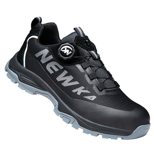 Dajingkj Arbeitsschuhe Herren Sicherheitsschuhe Damen Leicht Mode Drehknopf Safety Sneakers Atmungsaktiv Reflektierendes Streifen-Design Stahlkappenschuhe Turnschuhe von Dajingkj