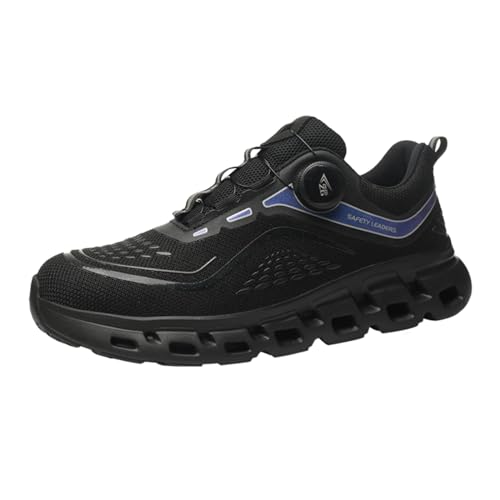 Dajingkj Arbeitsschuhe Herren Sicherheitsschuhe Damen Stahlkappenschuhe Leicht Schwarz mit Trend-Drehknopf Schlag- und Pannensicher Atmungsaktiv Wanderschuhe von Dajingkj