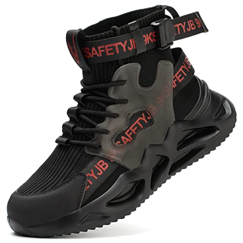 Dajingkj Arbeitsschuhe Herren Sicherheitsschuhe Herren Leichte Stahlkappenschuhe Mode High Top Atmungsaktive Sneakers von Dajingkj