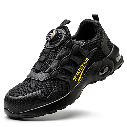 Dajingkj Arbeitsschuhe Herren Sicherheitsschuhe für Männer Leicht Moden Luftkissen Turnschuhe Trends Drehknopf Safety Shoes Atmungsaktiv Stahlkappenschuhe von Dajingkj