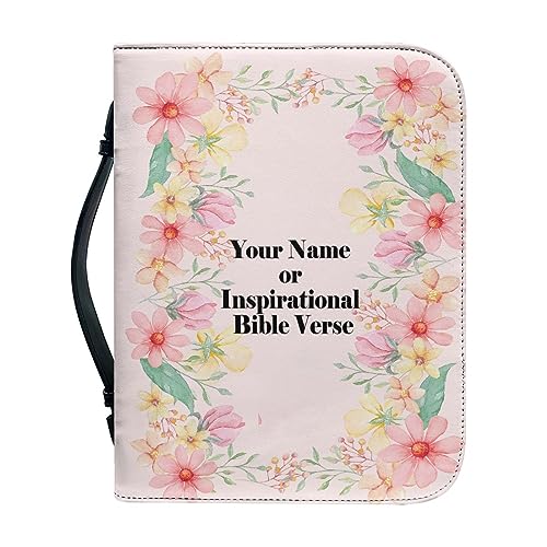 Dajingkj Benutzerdefinierte Bibelhülle Damen Bible Covers Mit Reißverschluss Personalisierte Leder Bibelhülle XL Groß Bibeltasche Bibel Buchumschlag Tasche Bibel Buch Kirche Henkeltaschen von Dajingkj