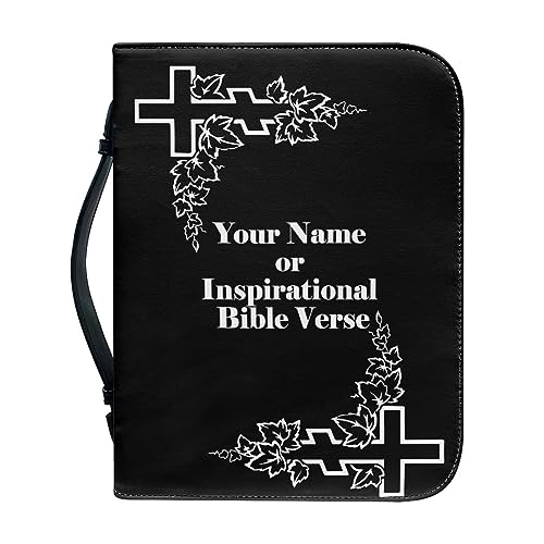 Dajingkj Benutzerdefinierte Bibelhülle Herren Damen Bible Covers Mit Reißverschluss Personalisierte Leder Bibelhülle XXL Groß Bibeltasche Bibel Buchumschlag Tasche Bibel Buch Kirche Henkeltaschen von Dajingkj