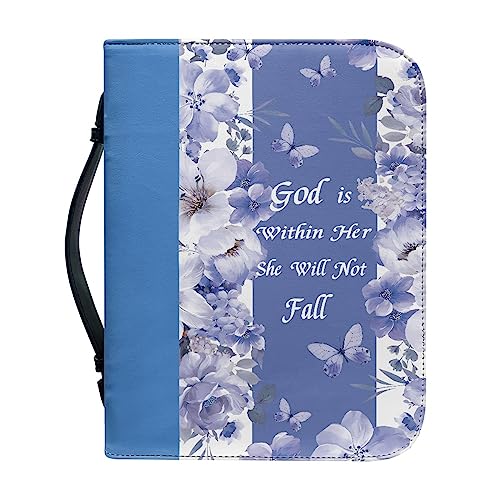 Dajingkj Bibelhülle Damen Bible Covers Mit Reißverschluss für Frauen Blumen Leder Bibelhülle XL Groß Bibeltasche Bibel Buchumschlag Tasche Bibel Buch Kirche Henkeltaschen von Dajingkj