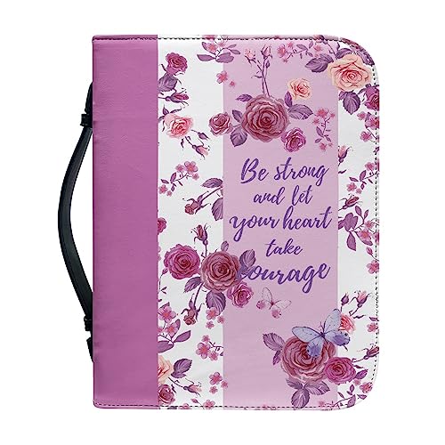 Dajingkj Bibelhülle Damen Bible Covers Mit Reißverschluss für Frauen Blumen Leder Bibelhülle XXL Groß Bibeltasche Bibel Buchumschlag Tasche Bibel Buch Kirche Henkeltaschen von Dajingkj