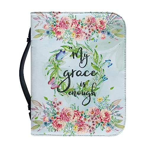 Dajingkj Bibelhülle Mit Reißverschluss Damen Bible Covers für Mädchen Blumen Leder Bibelhülle Klein Bibeltasche Bibel Buchumschlag Tasche Bibel Buch Kirche Henkeltaschen von Dajingkj