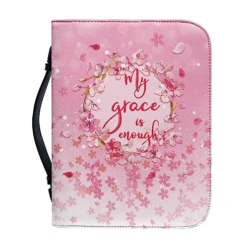 Dajingkj Bibelhülle Rosa Mit Reißverschluss Damen Bible Covers für Mädchen Blumen Leder Bibelhülle Klein Bibeltasche Bibel Buchumschlag Tasche Bibel Buch Kirche Henkeltaschen von Dajingkj