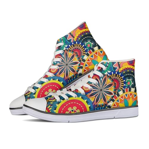 Dajingkj Canvas Sneaker Damen Bunt Bohème Stil High Top Segeltuchschuhe Fitness Laufschuhe Turnschuhe Mädchen Freizeit Schnürsenkel Sportschuhe Schuhe von Dajingkj
