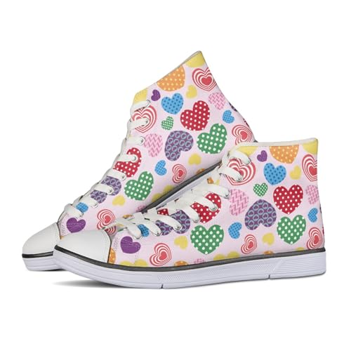 Dajingkj Canvas Sneaker Damen Bunt Segeltuchschuhe Teens Mädchen High Top Flache Schuhe Fitness Laufschuhe Turnschuh Freizeit Schnürsenkel Sportschuhe von Dajingkj