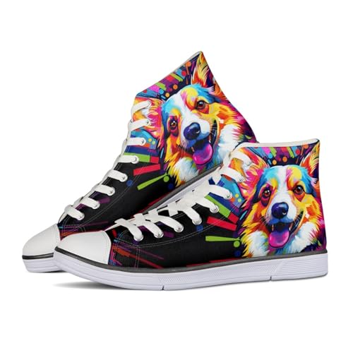 Dajingkj Canvas Sneaker Damen Bunt Segeltuchschuhe für Paar High Top Flache Schuhe Teens Mädchen Fitness Laufschuhe Turnschuh Freizeit Sportschuhe von Dajingkj