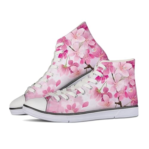 Dajingkj Canvas Sneaker Damen Rosa Segeltuchschuhe für Paar High Top Flache Schuhe Teens Mädchen Fitness Laufschuhe Turnschuh Freizeit Sportschuhe von Dajingkj