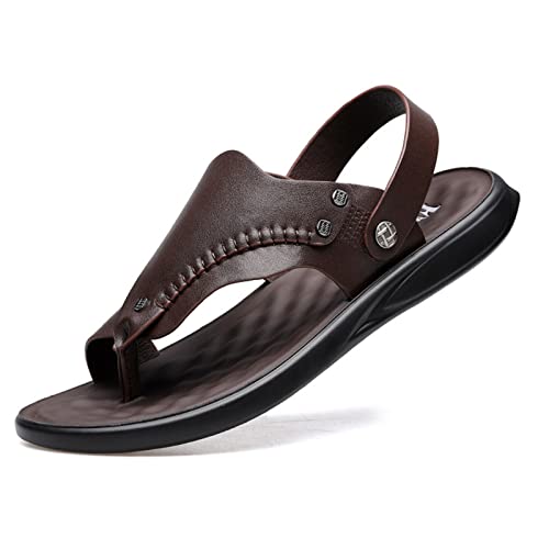 Dajingkj Flip Flops Herren Zehentrenner Braun Mode Leder Hausschuhe Strand Sports Sandalen Sommerschuhe Herren surfen Outdoor Sandalen Flip Flops Dual Purpose von Dajingkj