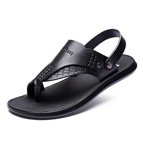 Dajingkj Flip Flops Herren Zehentrenner Mode Leder Hausschuhe Schwarze Strand Sports Sandalen Sommerschuhe Herren surfen Outdoor Sandalen Flip Flops Dual Purpose von Dajingkj