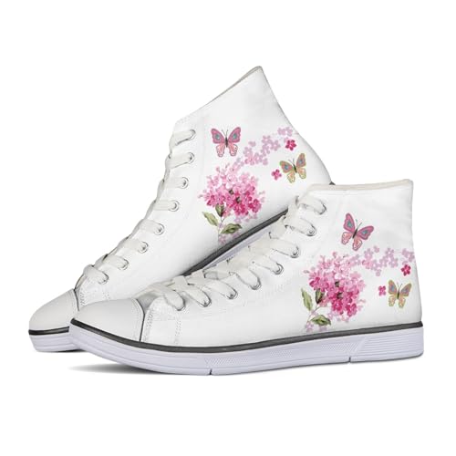 Dajingkj Floral Canvas Sneaker Damen Weiße High Top Segeltuchschuhe Fitness Laufschuhe Turnschuhe Mädchen Freizeit Schnürsenkel Sportschuhe Schuhe von Dajingkj